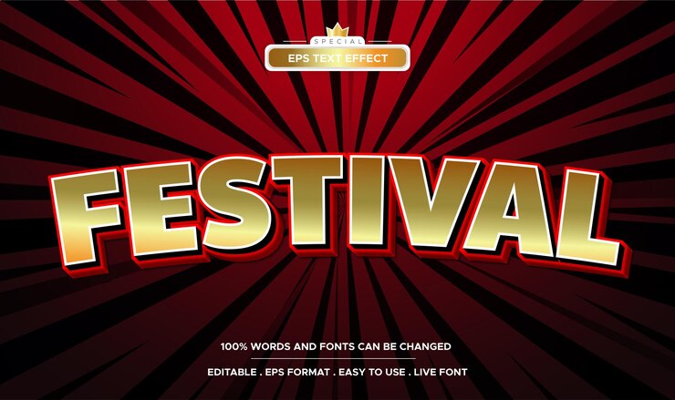 Vector efecto de texto del festival editable