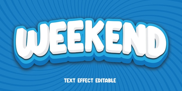 Efecto de texto de fin de semana fondo de plantilla editable