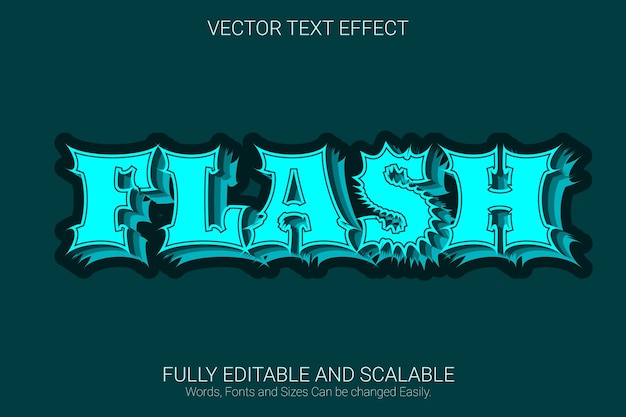 efecto de texto flash estilo de texto de color azul editable