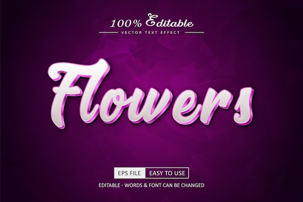 Efecto de texto de flores editable con fondo rosa y estilo de fuente de amor