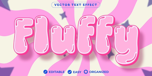 Vector efecto de texto fluffyefecto de texto de fuente totalmente editable