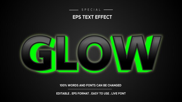 Efecto de texto de fondo de luz verde brillante Efecto de texto editable