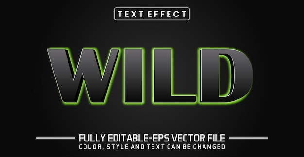 Efecto de texto de fondo de luz verde brillante salvaje Efecto de texto editable