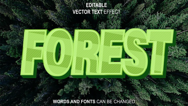Vector efecto de texto forest eps