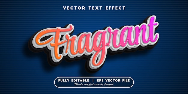 Vector efecto de texto fragante con estilo de fuente editable