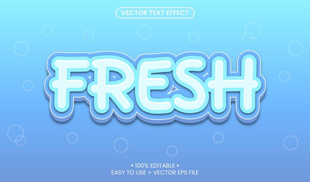 Efecto de texto fresco azul vectorial completamente editable