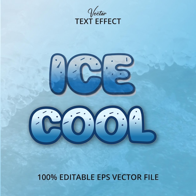 Vector efecto de texto fresco de hielo