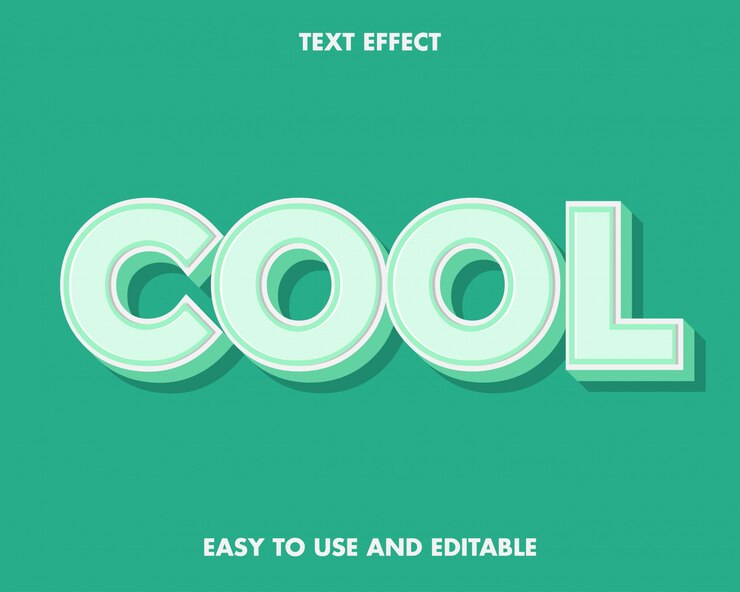 Vector efecto de texto fresco verde y blanco fácil de usar y editable.