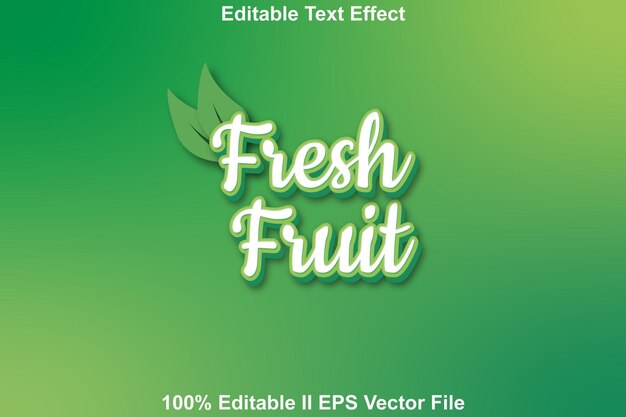 Efecto de texto de fruta fresca Estilo de relieve 3d