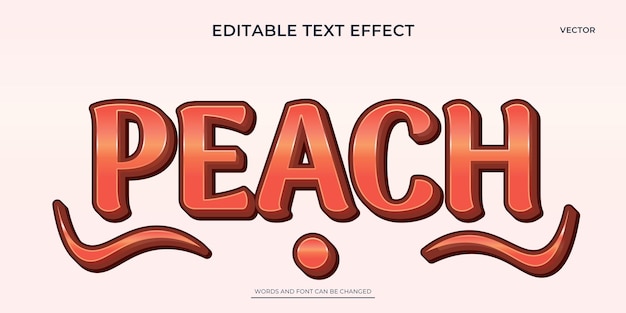 Efecto de texto de fruta de melocotón estilo gráfico tipografía editable logotipo arte de palabras título en 3D