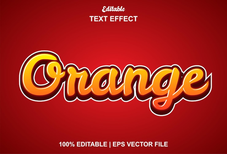 Vector efecto de texto de fruta naranja con color naranja editable.