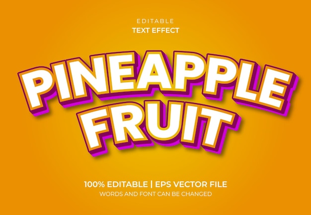 Vector efecto de texto de fruta de piña