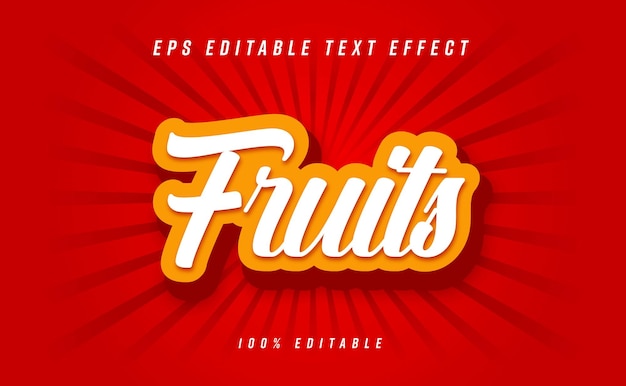 Vector efecto de texto de frutas con marca y logotipo de plantilla editable de estilo abstracto