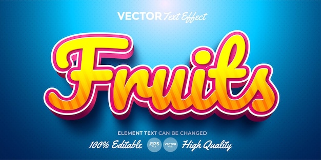 Vector efecto de texto de frutas