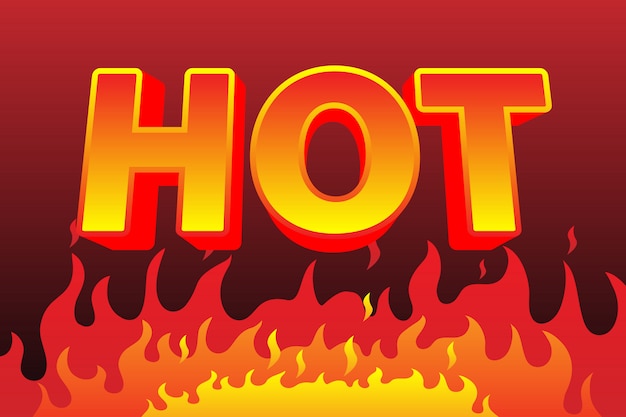 Vector efecto de texto de fuego caliente, texto editable