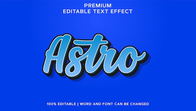 Efecto de texto de fuente editable astro premium blue