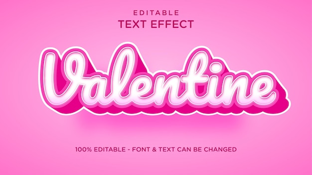Efecto de texto de fuente de san valentín, efecto de texto 3d