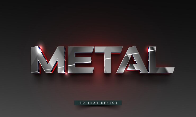 Vector efecto de texto futurista metálico 3d