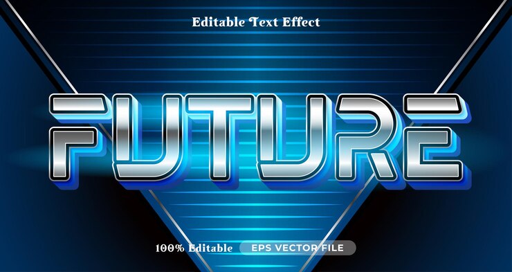 Vector efecto de texto futuro estilo gráfico robótico texto editable