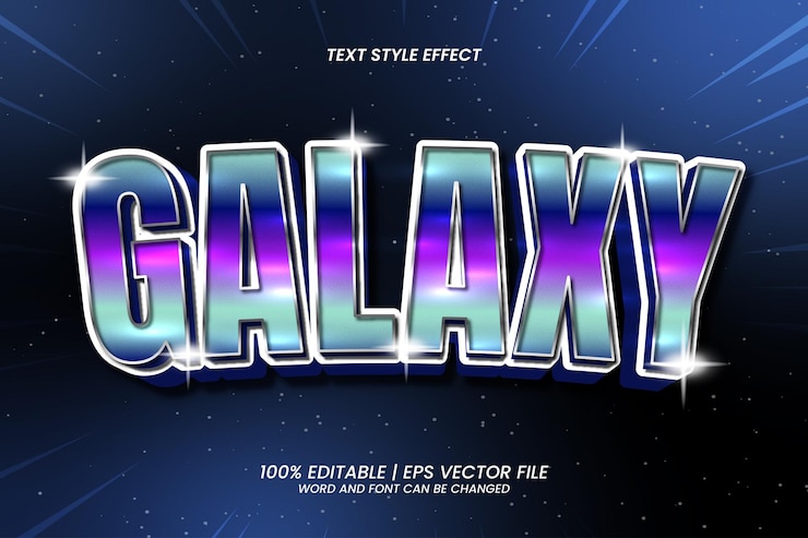 Vector efecto de texto galaxy estilo 3d editable