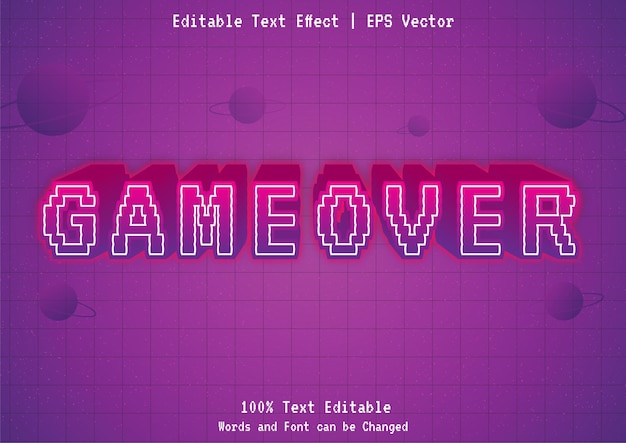 efecto de texto de gameover en color de gradación con estilo 3d