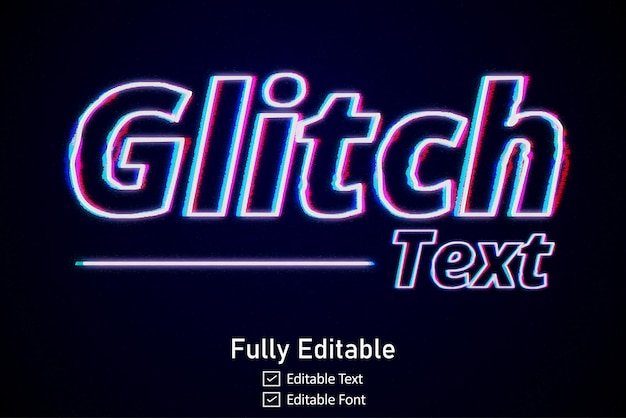 Efecto de texto glitch futurista para texto de videojuego para efecto de texto de glitch cyberpunk editable