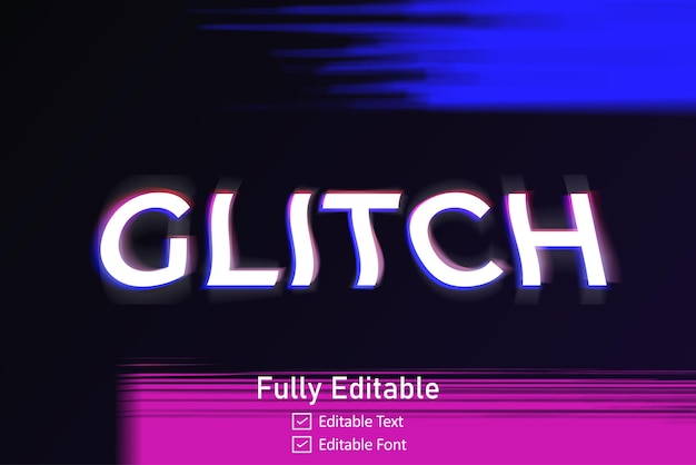 Efecto de texto glitch futurista para texto de videojuego para efecto de texto de glitch cyberpunk editable