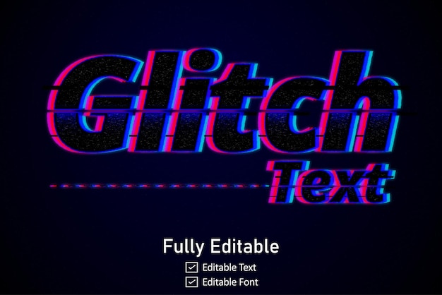 Efecto de texto Glitch futurista para texto de videojuego para efecto de texto de glitch cyberpunk editable
