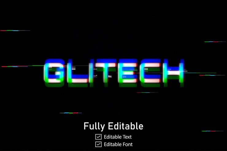 Vector efecto de texto glitch futurista para texto de videojuego para efecto de texto de glitch cyberpunk editable