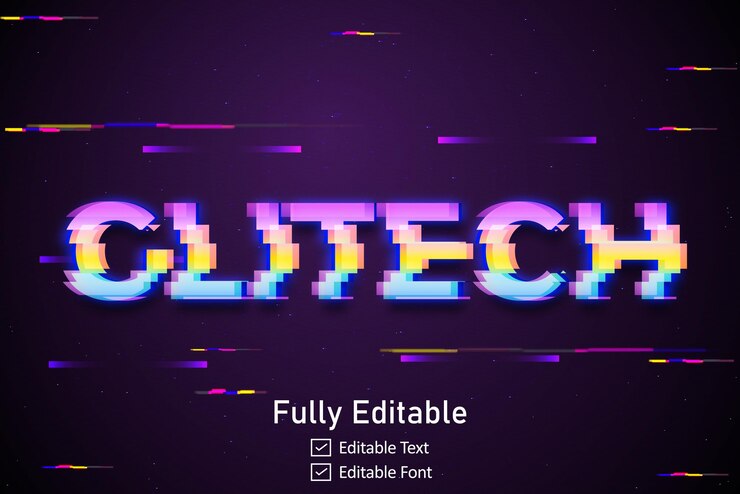 Vector efecto de texto glitch futurista para texto de videojuego para efecto de texto de glitch cyberpunk editable