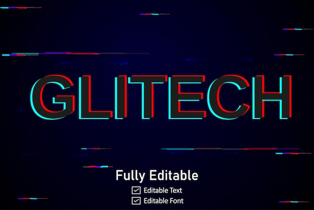 Vector efecto de texto glitch futurista para texto de videojuego para efecto de texto de glitch cyberpunk editable