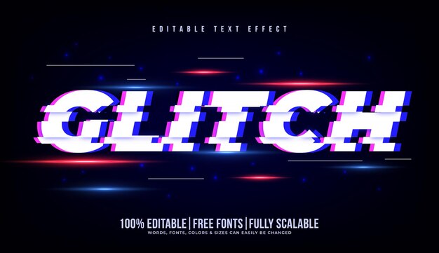 Vector efecto de texto de glitch realista o tipografía 3d en estilo cibernético y neón para negocios de tecnología