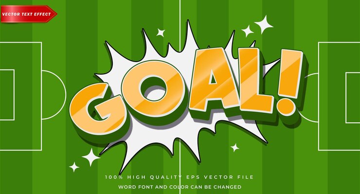 Vector efecto de texto de gol estilo 3d editable