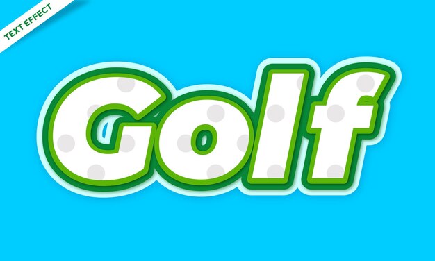 Efecto de texto de golf verde blanco