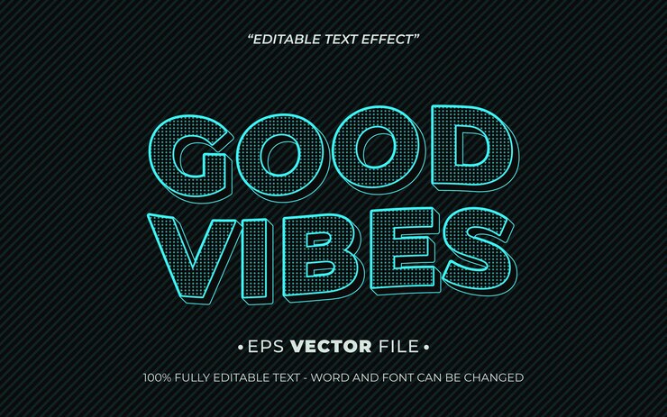 Vector efecto de texto de good vibes vector editable