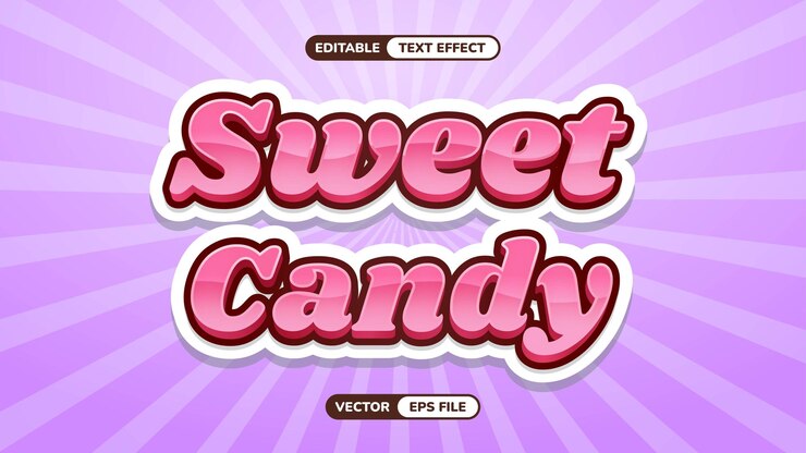 Vector efecto de texto con gradiente de caramelo dulce