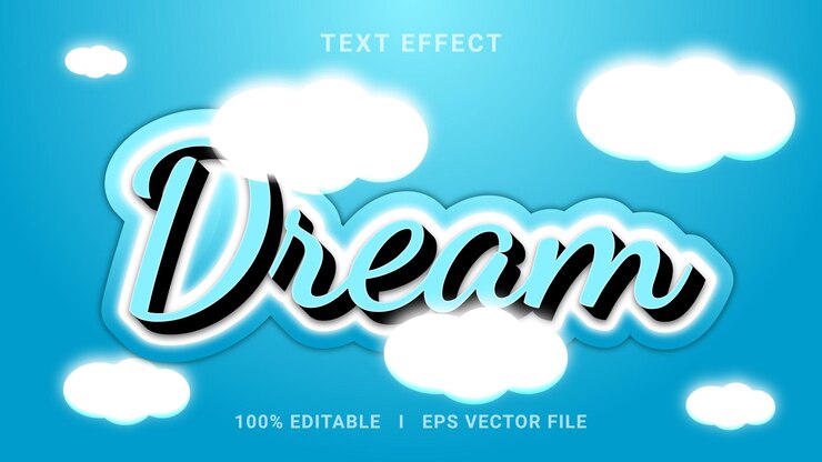 Vector efecto de texto de gradiente de sueño editable con tipo 3d