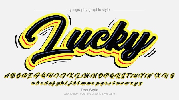 efecto de texto de graffiti moderno negro y amarillo
