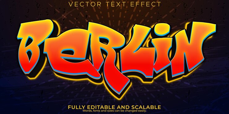 Vector efecto de texto de graffiti en spray editable y estilo de texto callejero