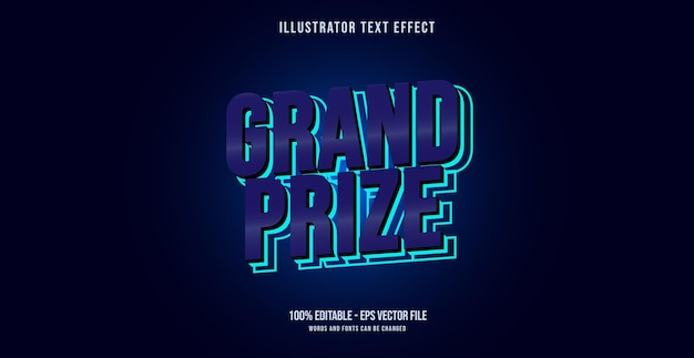 Vector efecto de texto del gran premio, estilo de texto editable