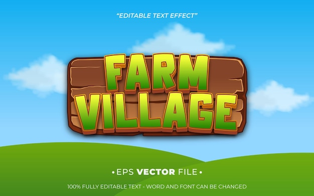 efecto de texto de la granja 3d vector lúdico para el juego