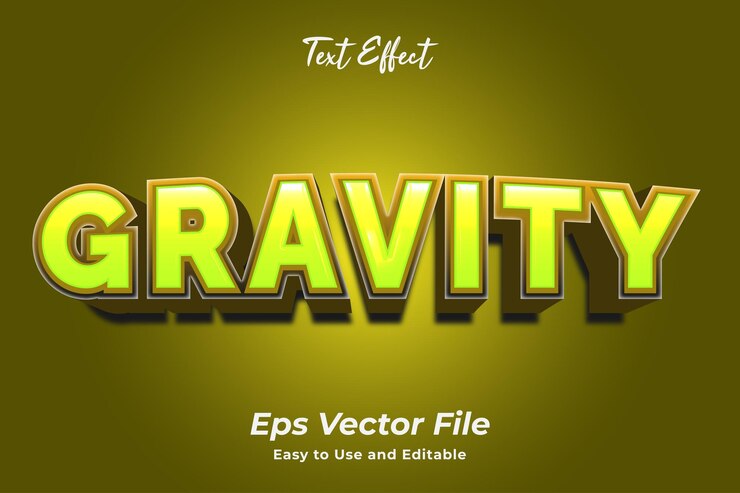 Vector efecto de texto gravity fácil de usar y editable vector premium