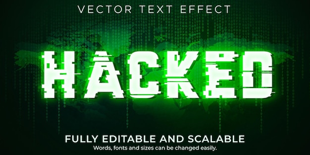 Efecto de texto hacker; virus editable y estilo de texto de ataque