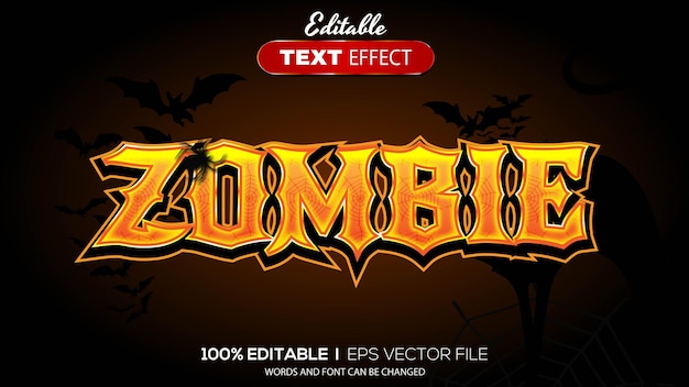 Efecto de texto de halloween 3d efecto de texto editable