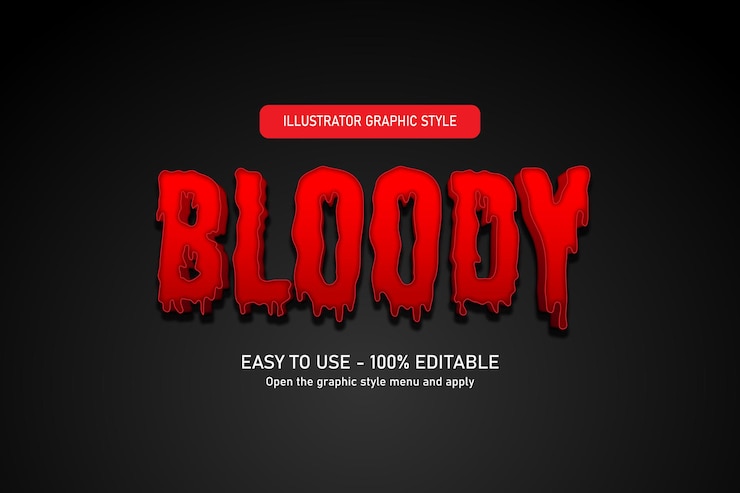 Vector efecto de texto de halloween sangriento