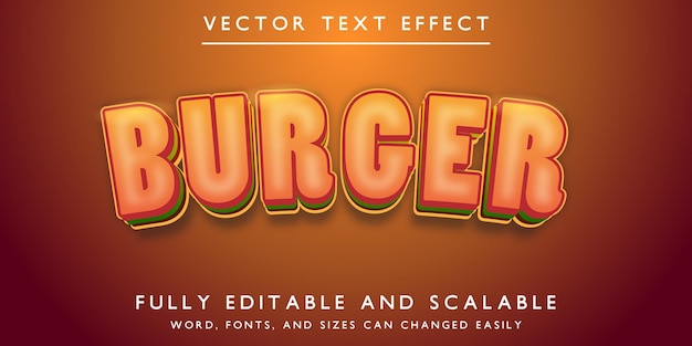 Efecto de texto de hamburguesa editable