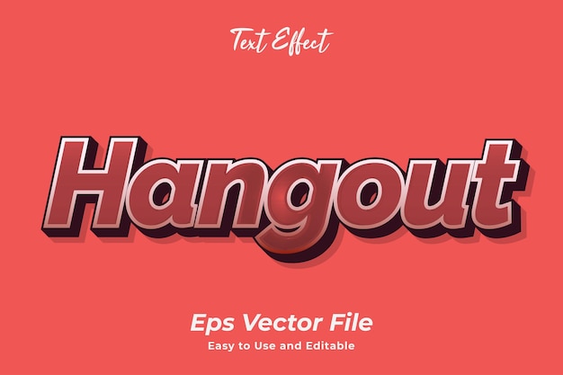 Efecto de texto de hangout editable y fácil de usar vector premium