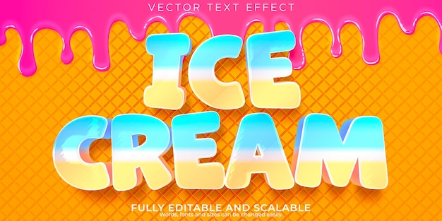 Efecto de texto de helado estilo de texto de gofre y caramelo editable
