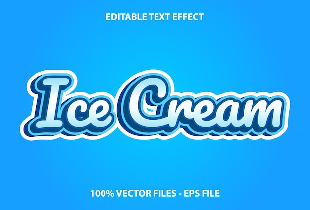 Efecto de texto de helado sobre fondo azul Efectos de texto editables para plantillas