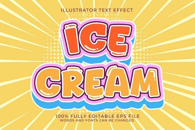 Efecto de texto de helado tipografía de fuente editable texto 3D para plantilla vectorial de la industria alimentaria